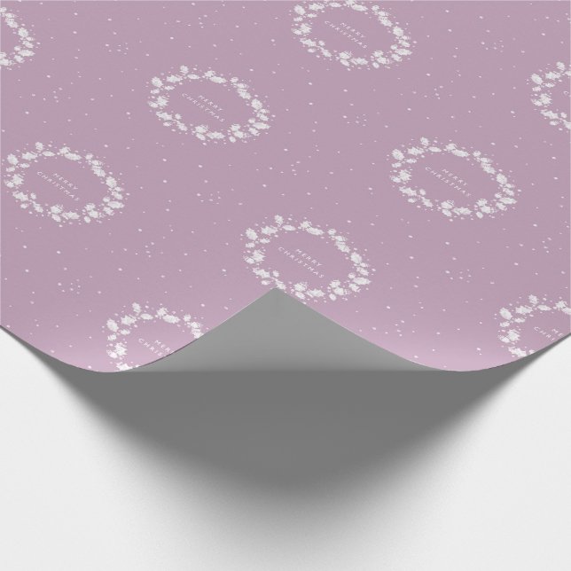 Papel De Regalo Elegante Navidades Mauve Minimal Holly Wreath (Esquina)