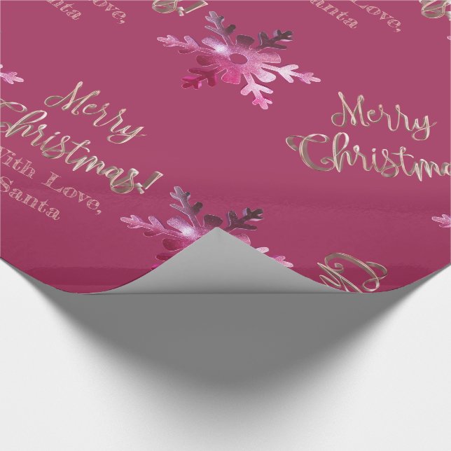Papel De Regalo Elegante Navidades modernos de copos de nieve rojo (Esquina)