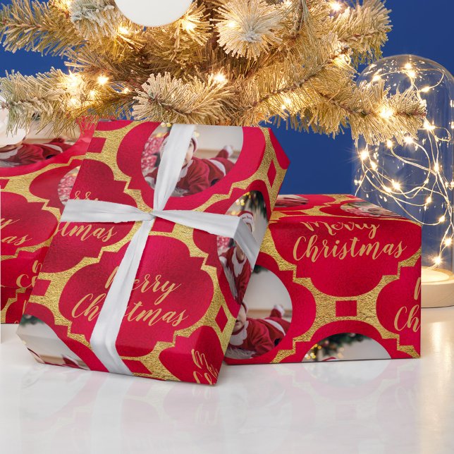Papel De Regalo Elegante Navidades rojos y dorados Patrón foto beb (Subido por el creador)