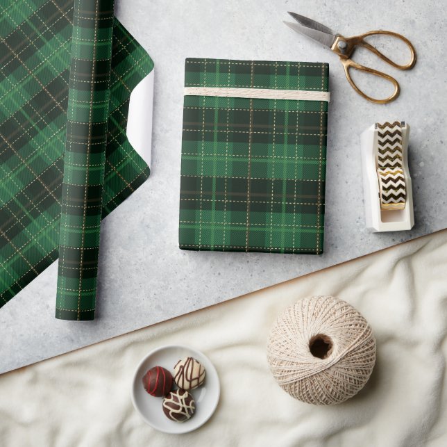 Papel De Regalo Elegante Navidades verdes y negros de vacaciones (Artesanía)