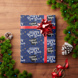 Papel De Regalo Elegante Navy Blue Gold Star Feliz Año Nuevo