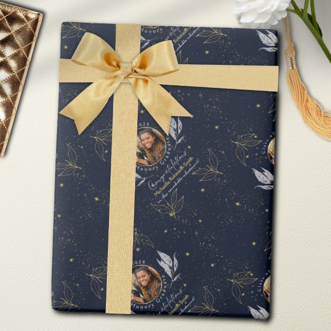 Papel De Regalo Elegante Navy Gold Felicitaciones Graduación (Subido por el creador)