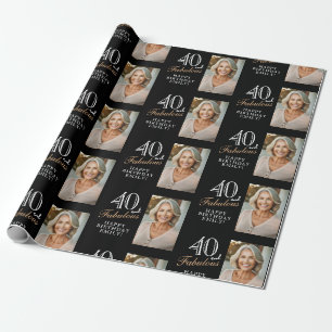 Papel De Regalo Elegante negro 40 y fabuloso cumpleaños 40 Foto