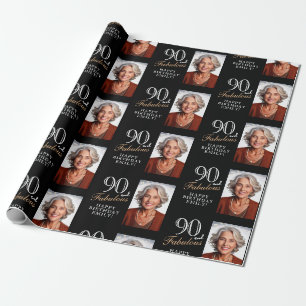 Papel De Regalo Elegante negro 90 y fabuloso cumpleaños 90 Foto