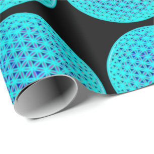 Papel De Regalo Elegante neón azul verde azulado flor de vida