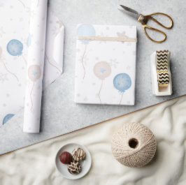 Papel De Regalo Elegante niño de globos de marfil azul lindo