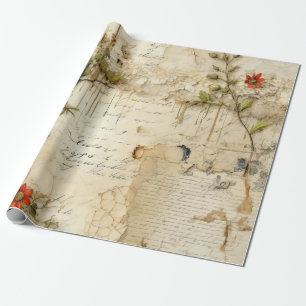 Papel De Regalo Elegante nota de amor floral vintage