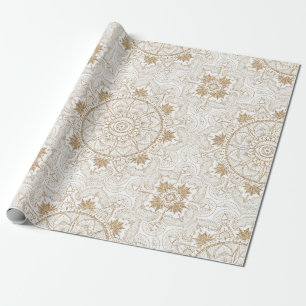 Papel De Regalo Elegante Ojo Ojo Sol Luna Mandala Blanco