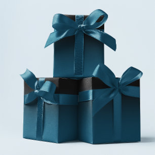 Papel De Regalo Elegante Ombre Negro y Azul Oceánico Turquesa