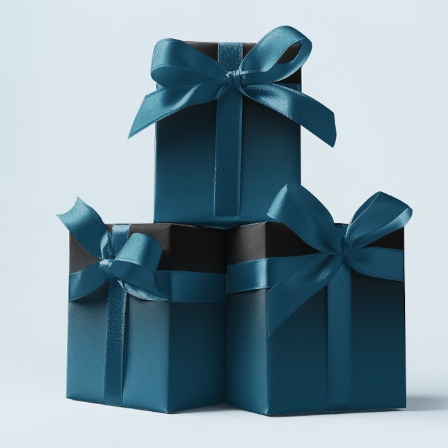 Papel De Regalo Elegante Ombre Verde azulado negro y azul oceánico (Black and Ocean Blue Teal Ombre Wrapping Paper)