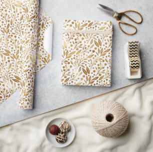 Papel De Regalo Elegante oro y blanco