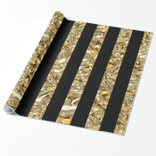 Papel De Regalo Elegante oro y rayas negras