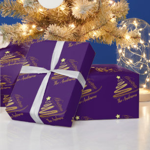 Papel De Regalo Elegante Orquídea Árbol de Navidad con Hojas de Or