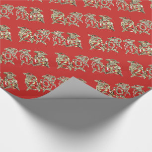 Papel De Regalo Elegante oveja roja y dorada Feliz Año Nuevo 2018
