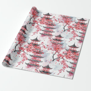 Papel De Regalo Elegante Pagoda China Flor de Cerezo