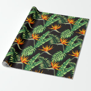 Papel De Regalo Elegante pájaro de paraíso tropical Floral envuelt