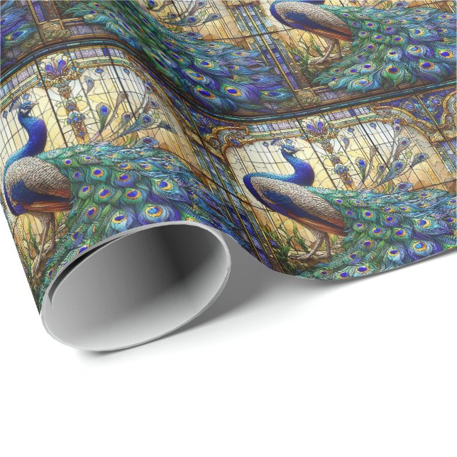 Papel de regalo elegante para regalos de pavo real (Esquina del rollo)