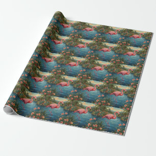 Papel De Regalo Elegante paraíso tropical flamingo rosa