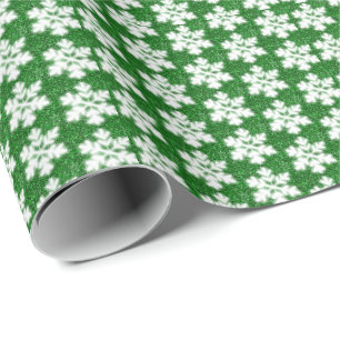 Papel De Regalo Elegante parlanchín purpurina helado verde copo de