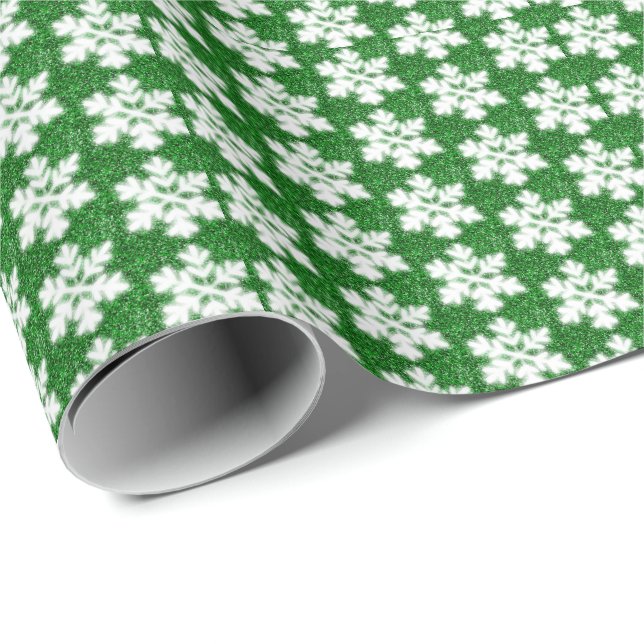 Papel De Regalo Elegante parlanchín purpurina helado verde copo de (Esquina del rollo)