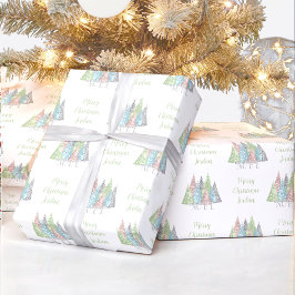 Papel De Regalo Elegante Pastel Navidades de nombre de árbol de Na