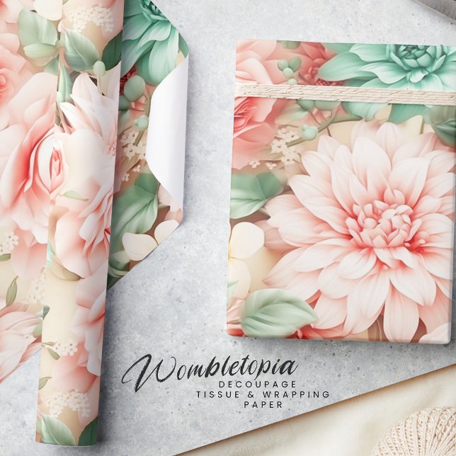 Papel De Regalo Elegante Pastel Peach Floral acuarela (Subido por el creador)
