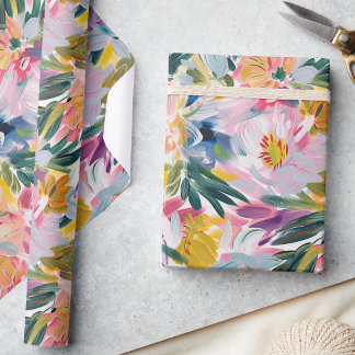 Papel De Regalo Elegante Pastel Rosa Abstracto Patrón Floral