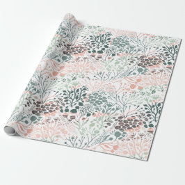 Papel De Regalo Elegante Pastel Rosa Mint Verde Floral Botánica