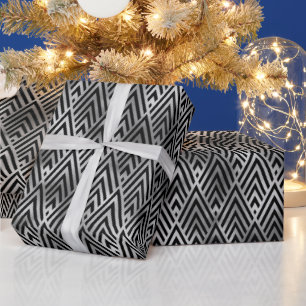 Papel De Regalo Elegante Patrón Art Déco de Diamante con Chevron d
