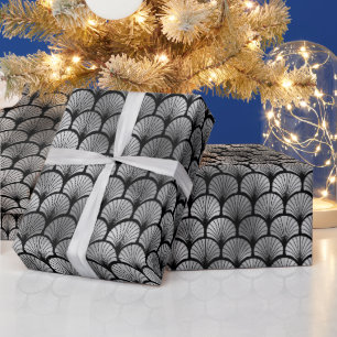 Papel De Regalo Elegante Patrón Art Déco de Rejilla de Abanico de