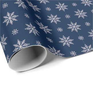 Papel De Regalo Elegante patrón azul sin fisuras de copo de nieve