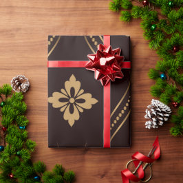 Papel De Regalo Elegante patrón con motivos florales dorados