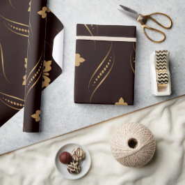 Papel De Regalo Elegante patrón con motivos florales dorados