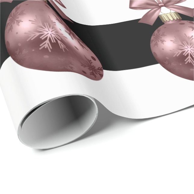 Papel De Regalo Elegante patrón de adorno de Navidad Rosa (Esquina del rollo)