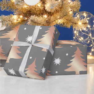 Papel De Regalo Elegante patrón de árbol de Navidad de rosa de c