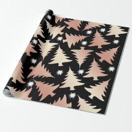 Papel De Regalo Elegante patrón de árbol de Navidad de rosa de cob