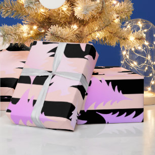 Papel De Regalo Elegante patrón de árbol de Navidad de rosa de cob