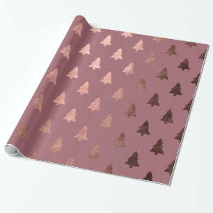 Papel De Regalo Elegante patrón de árbol de Navidad de rosa de cob