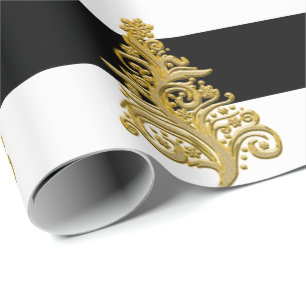Papel De Regalo Elegante patrón de árbol de Navidad dorado