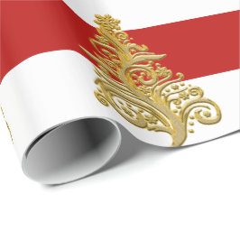 Papel De Regalo Elegante patrón de árbol de Navidad dorado