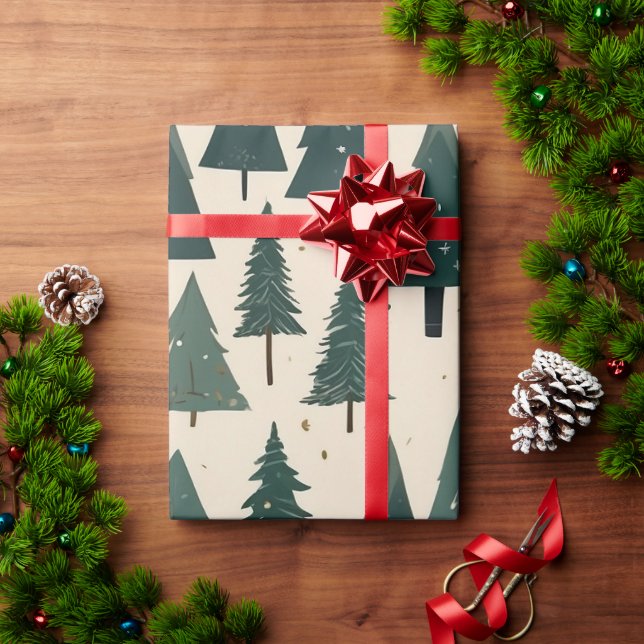 Papel De Regalo Elegante patrón de árbol de Navidad festivo (Regalo de vacaciones)