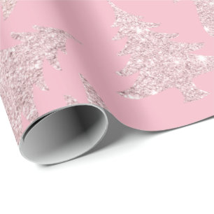 Papel De Regalo Elegante patrón de árbol de Navidad Rosa Purpuri