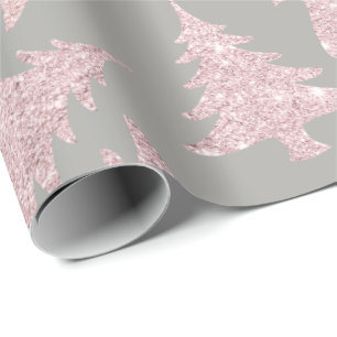 Papel De Regalo Elegante patrón de árbol de Navidad Rosa Purpuri