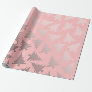 Papel De Regalo Elegante patrón de árbol de Navidad Rosa y rosa
