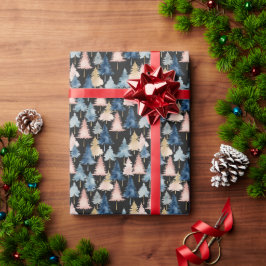 Papel De Regalo Elegante patrón de árboles de Navidad en melocotón