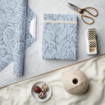 Papel De Regalo Elegante patrón de arte de líneas botánicas<br><div class="desc">Papel de envolvimiento de patrones de follaje botánico de arte de línea.</div>