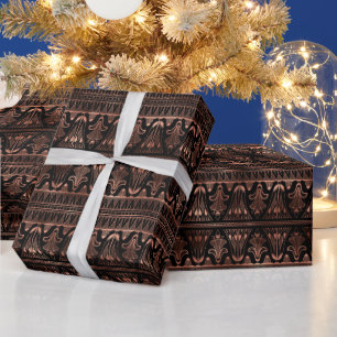 Papel De Regalo Elegante patrón de banda floral Art Deco en oro ro