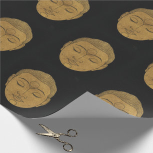 Papel De Regalo Elegante patrón de Buda zen negro y bronce