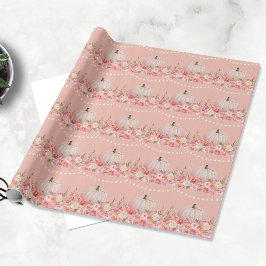 Papel De Regalo Elegante patrón de calabaza | Rosa rubor