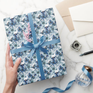 Papel De Regalo Elegante patrón de Chintz Vintage Azul